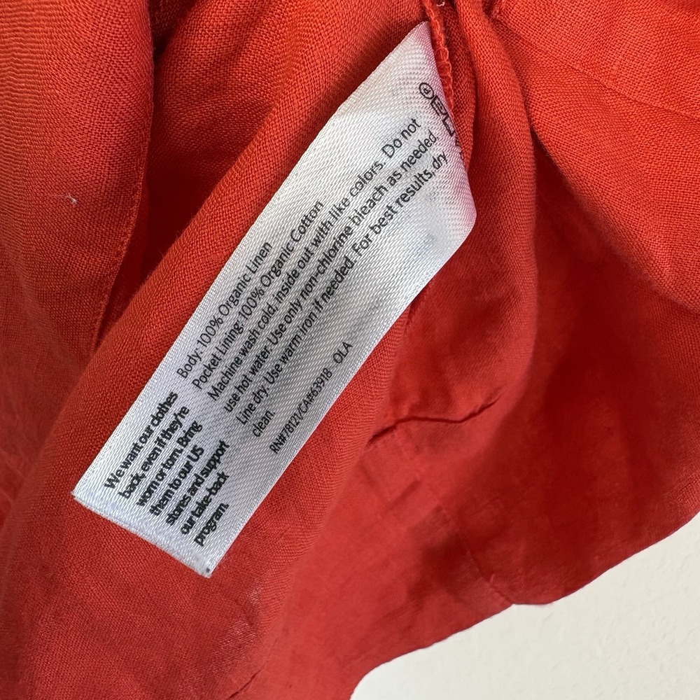 Eileen Fisher 100% Organic Handkerchief Linen Dress Orange Beach Size M Boxy - Picture 6 of 6